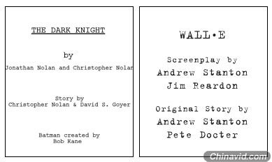《Wall-E》《黑暗骑士》剧本提供下载