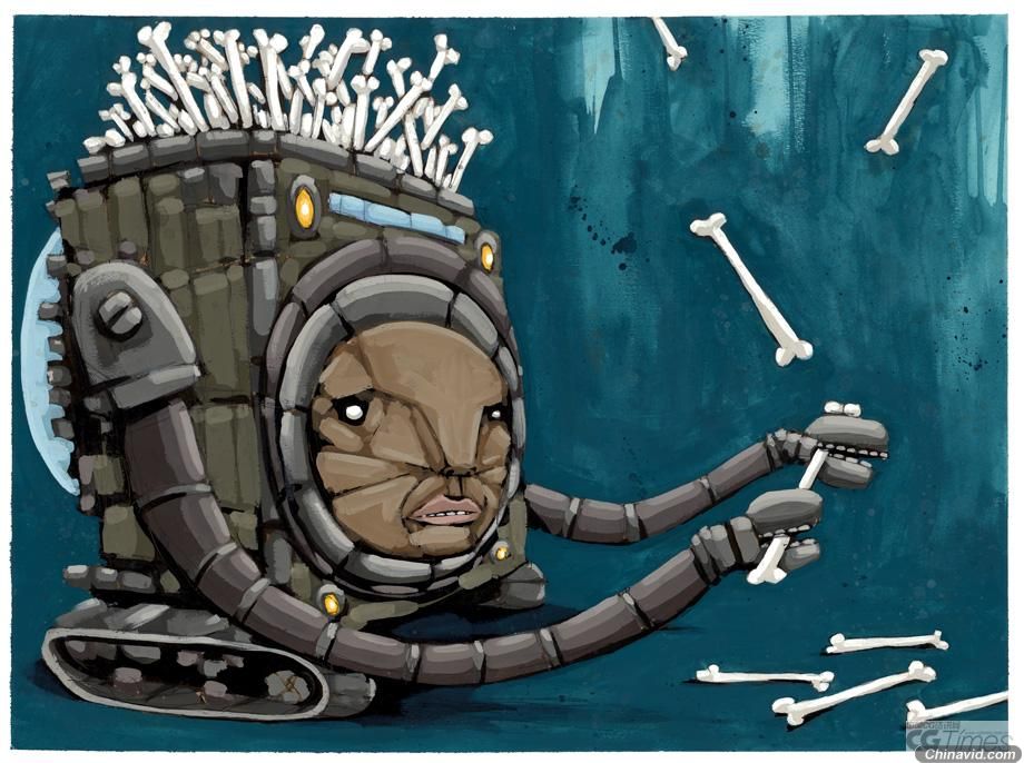 水粉与墨汁绘制独特插画欣赏