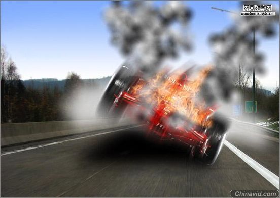 Photoshop合成教程：飞驰着火的赛车场景