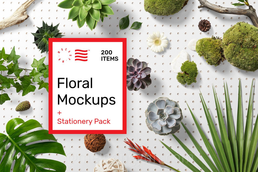 1.8G超高质量花卉+品牌提案样机素材合辑包spring Floral Mockups + Stationery Pack
