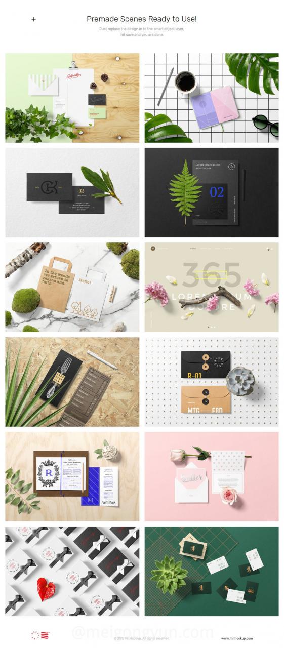 1.8G超高质量花卉+品牌提案样机素材合辑包spring Floral Mockups + Stationery Pack